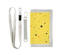 Moderno Nero Rounds Dots Giallo trifold portafoglio per gli uomini regali cool portafogli con clip di denaro con cordino, Moderni tondi neri a pois gialli, 1 size, Moda