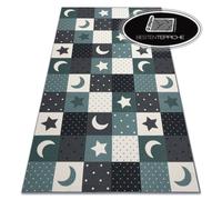 Moderno Originale Pavimento Tappeto 'Stars' Stelle Turchese/Grigio su Misura