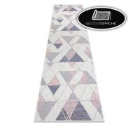 Moderno Originale Tappeto IN Sisal Runner Sion Geometrica Écru Rosa Piatto Trama