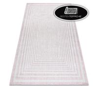 Moderno Originale Tappeto IN Sisal Sion Labirynth Linee Rosa Écru Piatto Tessuto
