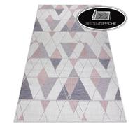 Moderno Originale Tappeto IN Sisal Sion Triangoli Geometrica Beige Rosa Piatto