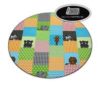 Moderno Originale Tappeto Zoo per Bambini Animali Multicolore Cerchio 100-200cm