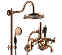Moderno Oro Rosa Colonna Doccia Set BSS0361 9 "Soffione Doccia A Pioggia 180 ° Girevole Ceramica Maniglia Regolabile Altezza 59A Pieno In Rame Vasca Da Bagno Rubinetto Apparecchio di Lusso