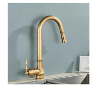 Moderno Oro Rubinetto Della Cucina Singolo Foro Girevole Miscelatore Rubinetto con Acqua Calda & Fredda Elegante Decorazione Interni Durevole Rubinetto Del Lavello Della Cucina per Case