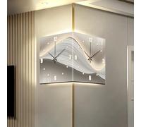 Moderno Orologio da Parete con LED Bifacciale Design Angolare 3D Rologio da Muro Decorativo con Movimento Silenzioso Nessun Ticchettio per Soggiorno Camera da Letto(White-gray,30x30cm/12x12in)