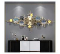 Moderno Orologio da Parete Decorativo di Grandi Dimensioni Arte 3D in Ferro Battuto Muto Corridoi del Soggiorno Orologi al Quarzo Orologi da Parete,Gold,115 * 50cm Decorazione da Parete