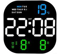Moderno orologio da parete digitale a LED con sveglia, termometro, calendario e visualizzazione dei giorni feriali, luminosità regolabile, telecomando, design quadrato per camera da letto, soggiorno