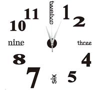Moderno Orologio da Parete Fai Da Te Yosoo, Tridimensionale 3D Sticker Decorazione per Casa Ufficio Hotel Ristorante, Migliore Scelta Come Regalo - Nero
