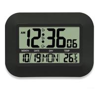 Moderno orologio da parete LCD per la decorazione domestica, multifunzionale con allarme e visualizzazione della temperatura, design facile da montare (nero)
