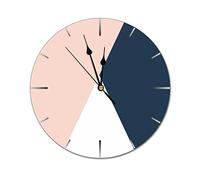 Moderno orologio da parete rotondo elegante rosa e blu navy triangoli geometrici silenziosi non ticchettanti orologi da parete per cucina, ufficio, orologio da appendere retrò, 20 cm