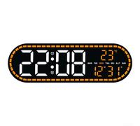 Moderno orologio digitale a LED geometrico con calendario, sveglia e visualizzazione della temperatura, luminosità regolabile, montaggio a parete per camera da letto, ufficio, Celsius o Fahrenheit (C)
