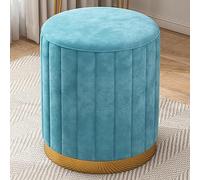 Moderno ottomano rotondo in velluto con coperchio rimovibile, elegante sgabello e vanità per soggiorno, camera da letto o stanza dei trucchi, decorazione multifunzionale per la casa.