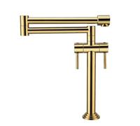 Moderno Ottone Cucina Lavello Miscelatore Rubinetto 1 Foro Design 2 Maniglia Acqua Calda e Fredda Pieghevole Rubinetto Della Cucina Lusso Finitura Oro per Casa & Ristorante