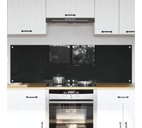 Moderno pannello posteriore da cucina in vetro temperato, 2 pezzi, nero, 80 x 50 cm, paraspruzzi resistente al calore per un'eleganza duratura e una facile manutenzione in cucina.