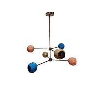Moderno Paralume A Sfera Con 6 Bracci Doppia Ruota Ottone Sputnik Lampadario