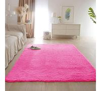 Moderno Pecora Tappeto 60x140cm Pelliccia Sintetica Tappeto Faux Tappetto Soffice Pelo Lungo Gradiente Colore Ultra Morbida per Stanza dei Tavolino Posizionare ai Piedi del Divano, Rosa Rossa