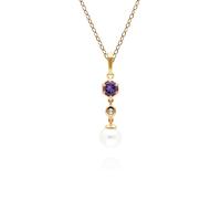 Moderno Perla, Ametista E Topazio Pendente a Goccia IN Oro Placcato Argento