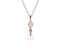 Moderno Perla, Luna & Topazio Goccia Ciondolo IN Argento Sterling Placcato Oro