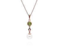 Moderno Perla, Peridoto E Topazio Goccia Ciondolo IN Oro Rosa Placcato Argento
