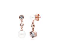 Moderno Perla, Topazio Bianco Mischia e Abbina Goccia IN Rosa Placcato Argento