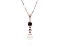 Moderno Perla, Zaffiro & Topazio Goccia Ciondolo IN Oro Rosa Placcato Argento