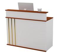 Moderno piccolo banco di ricezione con ampio spazio di archiviazione per ufficio e negozio marrone 100 cm elegante bancone commerciale per un servizio clienti efficiente