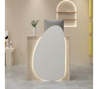 Moderno piccolo banco di ricezione con luce a LED con cassetto chiudibile a chiave, banco cassa anteriore per saloni di salone, minimarket, elegante e funzionale