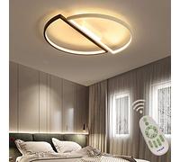 Moderno Plafoniera LED Soggiorno Cameretta Dimmerabile con telecomando, Lampada da Soffitto per Cucina Ufficio Corridoio Bagno, Cerchio Design Deco Lampadario Metallo Paralume in Acrilico (Ø55*H6cm)