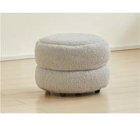 Moderno poggiapiedi rotondo ottomano con seduta imbottita morbida per soggiorno camera da letto, grigio (22 cm)
