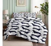 Moderno Pop Art Cute Pets copripiumino super king size 10,5 Tog 3 pezzi | Trapunta reversibile lavabile per cani bassotto 260 x 220 cm con 2 federe, morbida per tutte le stagioni