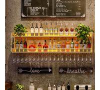 Moderno portabottiglie a parete con luce - Iron Bar Liquor Shelf e portabicchieri per cucina sala da pranzo Home Bar soggiorno