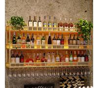 Moderno portabottiglie a parete con luce - Iron Bar Liquor Shelf e portabicchieri per cucina sala da pranzo Home Bar soggiorno