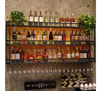 Moderno portabottiglie a parete con luce - Iron Bar Liquor Shelf e portabicchieri per cucina sala da pranzo Home Bar soggiorno