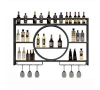 Moderno portabottiglie a parete montata con luce a LED, ripiani a bar galleggianti, mensole del vino in ferro con porta d'alto in vetro, scaffale per la bottiglia di liquore, portapacchi per il
