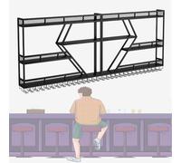 Moderno portabottiglie da parete con illuminazione a LED, 3 ripiani, mensola sospesa per liquori, organizer per casa, bar, cucina, elegante porta calici, finitura oro/nero