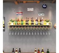 Moderno portabottiglie da parete con luce a LED con portabicchieri Display multifunzionale in metallo per Home Bar Sala da pranzo Cucina