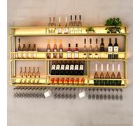 Moderno portabottiglie da parete con supporto per bicchieri, mensola galleggiante in metallo, contenitore per vino in ferro per cucina e decorazione domestica, 120 cm, elegante espositore per liquori