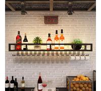 Moderno portabottiglie da parete in ferro industriale e vetro invertito, salvaspazio, multifunzione, per calici e bottiglie, decorazione elegante per casa e bar