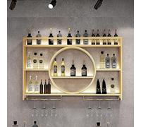 Moderno portabottiglie da parete in metallo con supporto in vetro, mensole industriali da bar, da appendere, per casa, ristorante, bar, oro, 100 x 15 x 80 cm