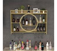Moderno Portabottiglie da Parete, Porta Bottiglie E Vetro Porta Bottiglie In Metallo Porta Calici Supporto Per Bottiglie Da Parete Stoccaggio Di Bottiglie per Cucin(Size:100*15*80cm,Color:Oro)