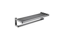 Moderno Portasciugamani doppio grigio con 6 ganci Set da bagno a parete Portasciugamani Anello portasciugamani Appendiabiti Portarotolo e portascopino Accessori per il bagno eleganti e funzi