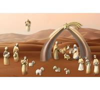 Moderno Presepio Con Figure Mangiatoia Stella Collezione 17 Pezzi H 12 CM Legno