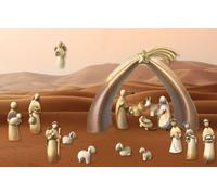 Moderno Presepio Con Figure Mangiatoia Stella Collezione 17 Pezzi H 16 CM Legno