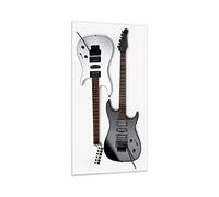 Moderno Quadro in Vetro 55x100 cm Verticale Bianco e Nero Musica - 0369 | Chitarre elettriche Stampe da Parete Quadro Decorativo Grande Soggiorno Arte da Parete Decorazione da Parete ARTTOR