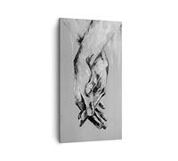 Moderno Quadro su Tela 45x80 cm Verticale Bianco e Nero Persone - 4566 | Manualmente Scritto Mani Quadro Decorativo Piccolo Soggiorno Camera da Letto Decorazione da Parete Arte da Parete ARTTOR