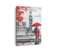 Moderno Quadro su Tela 50x70 cm Verticale Architettura Bianco e Nero - 3153 | Londra Grande Quadro Decorativo Piccolo Soggiorno Camera da Letto Decorazione da Parete Arte da Parete ARTTOR