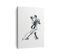 Quadro su Tela Verticale 50x70cm Stampe da Parete Tango Disegno Bianco E Nero Piccoli Decorazione Murale Camera da Letto Cucina 1 pezzo Quadri Moderni Soggiorno Immagini Wall Art Canvas PA50x70-4300
