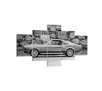 Moderno Quadro su Tela 90x30 cm Stampe da Parete Bianco e Nero Auto - 5011 | Guado Mustang Quadro Decorativo Piccolo Set da 5 pezzi Soggiorno Camera da Letto Arte da Parete Decorazione da Parete ARTTOR