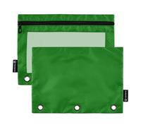 Moderno raccoglitore a 3 anelli verde scuro portapenne con cerniera scuola raccoglitori trasparenti tasche pastello 24,9 x 18 cm, 2 confezioni