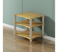 Moderno rack audio HiFi - Supporto multimediale in acciaio inox con piedini 2/3/4 strati armadio stereo per console di gioco DVD, TV, router e amplificatore WiFi, design elegante in legno (H-62 cm